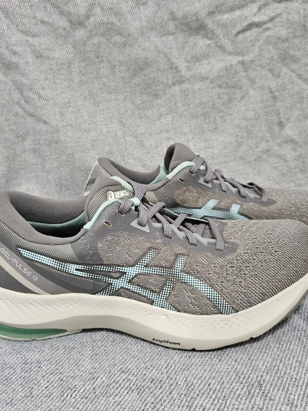 Asics Gel Pulse 13 Clay Gray/Clear Blue Athletic Running Shoes Women's Size 8.5